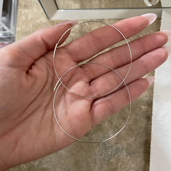 LANA Flat Magic 14K Hoop Earrings White Gold - Picture 5 of 10